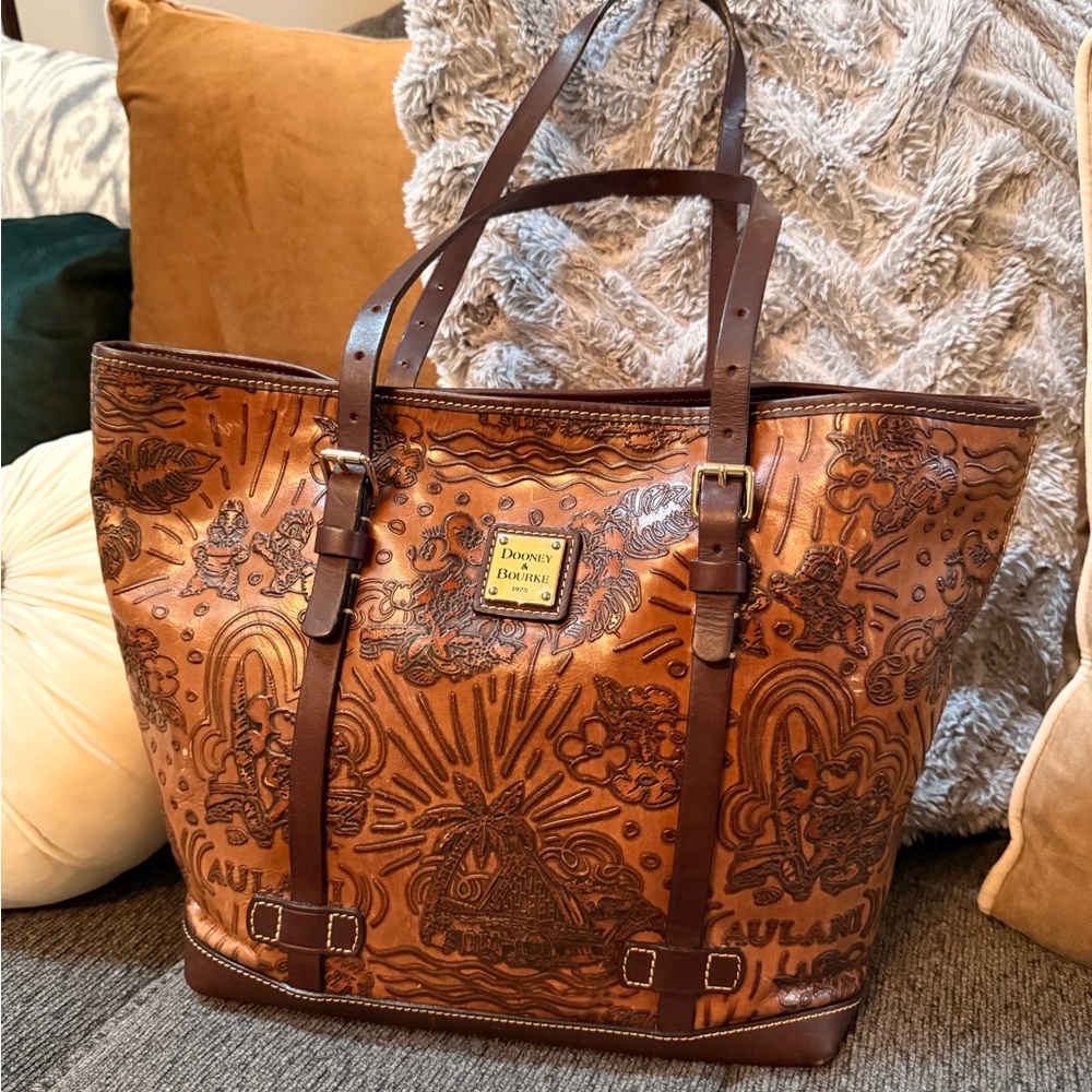 Dooney & Bourke Aulani Embossed Brown Leather Bag